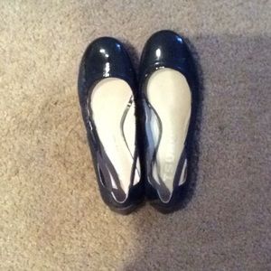 Patent leather blue flats